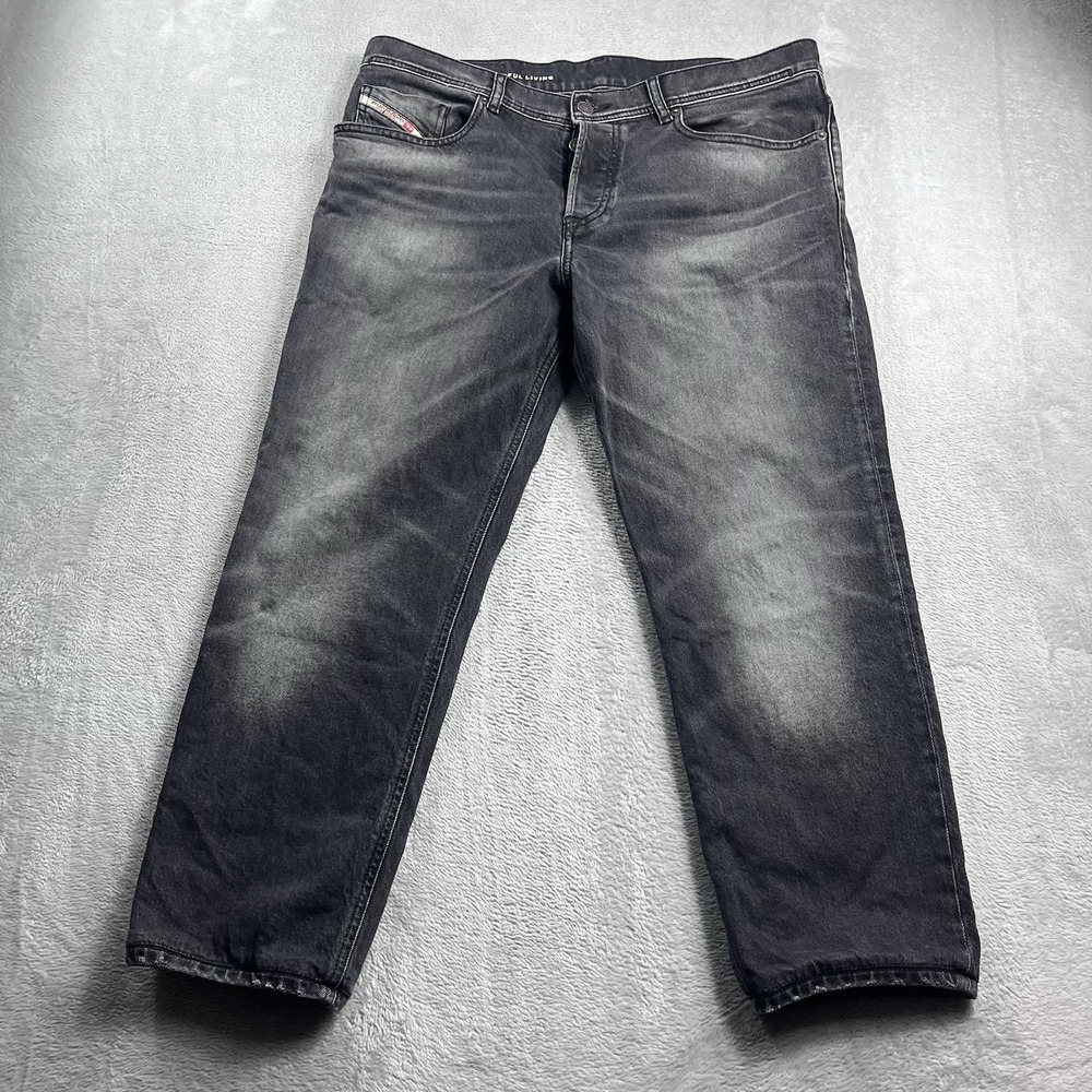 Diesel Mens 2023 D-FINITIVE Jeans Black Wash 09H43 Red‎ Stitch Denim Sz 33x25*